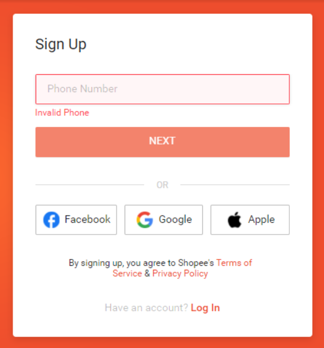shopee signup