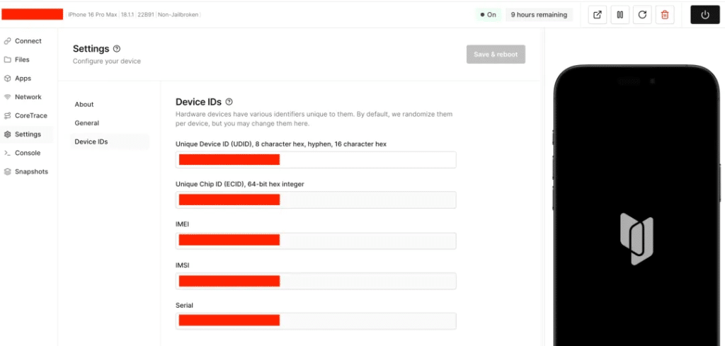Corellium virtualization iOS device management backend