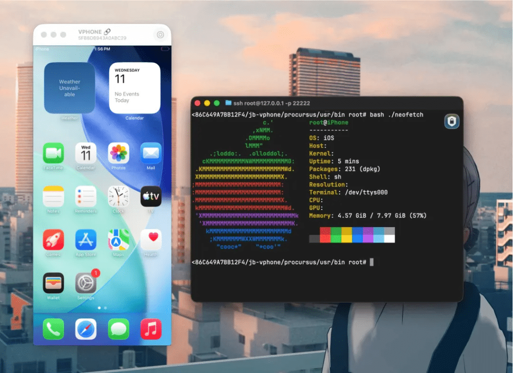 vphone instantiated on macOS